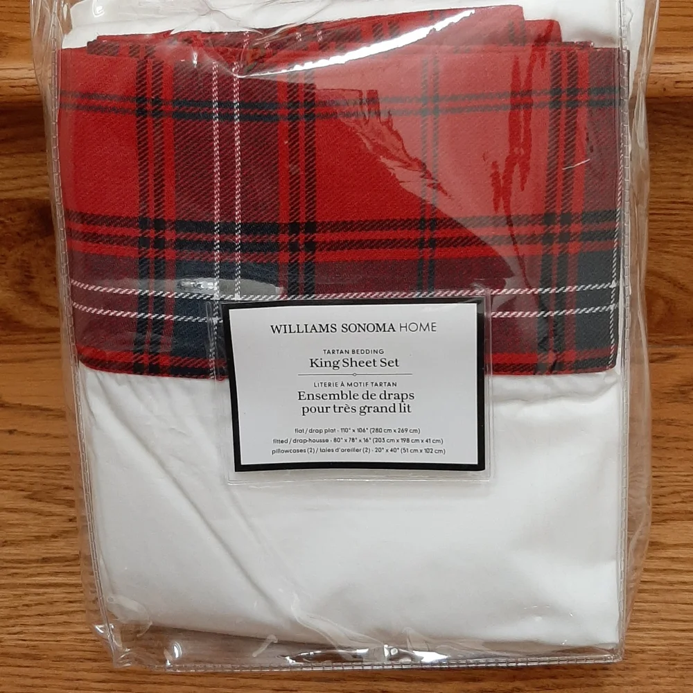 **Williams Sonoma Tartan King Sheet Set